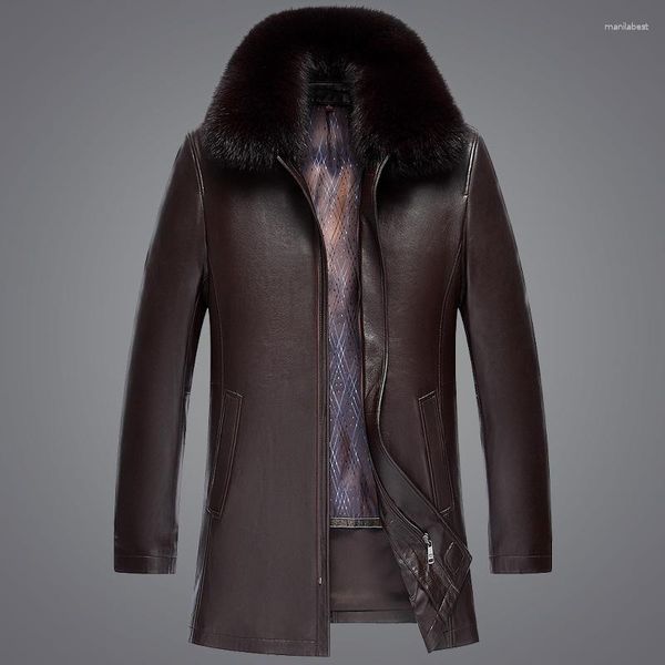 Erkekler kürk moda yüksek kaliteli deri erkek kış ceket büyük altın vizon iç ceket rahat kalın batik sahte artı boyut m-3xl 4xl