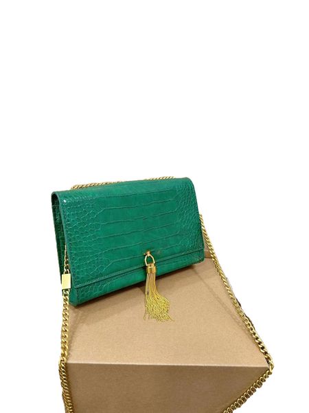 Borsa classica da donna modello coccodrillo leggera stravagante borsa a catena con nappe in pelle borsa da donna monospalla 100 volte