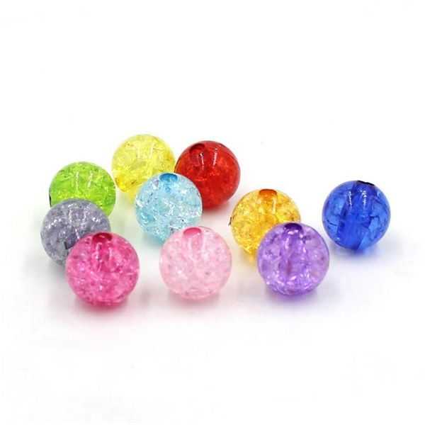 Lucite plástico acrílico atacado 10 cores contas soltas 12mm redondo doce cor espaçador crackle grânulo para fazer jóias diy frisado bracel dh2bq