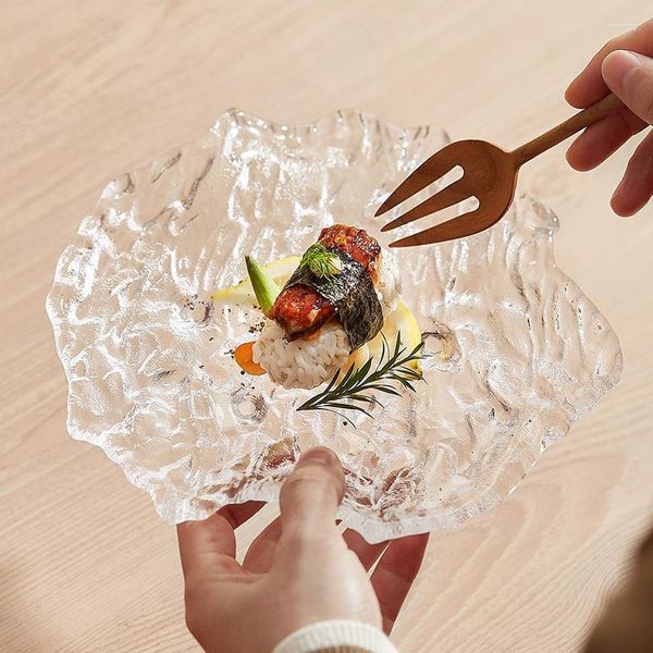 Pratos de vidro europeu placa de frutas irregular bife ocidental sala de estar mesa de café da manhã sobremesa salada pratos utensílios de mesa