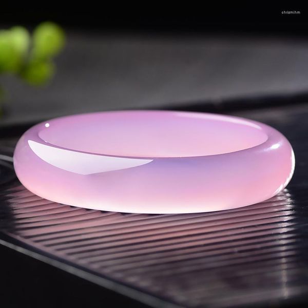 Bangle Natural Furong Jade Ágata Pulseira Xi'an Flor Violeta Rosa Roxo Semente Bela Menina Calcedônia