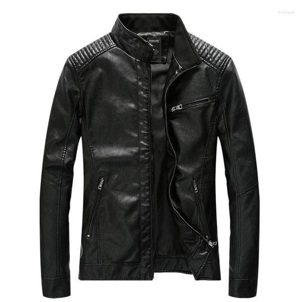 Männer Pelz Leder 2023 Motorrad Jacke Frühling Herbst Kausalen Schlank Stehkragen Jaqueta Couro Bomber Faux Mantel 5XL