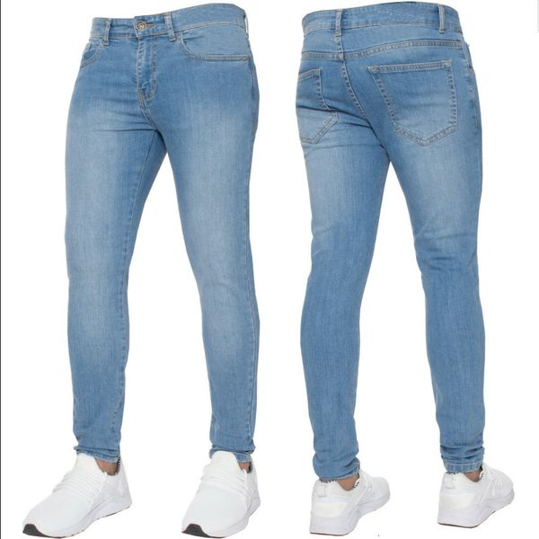 Calças de brim dos homens estiramento magro masculino designer elástico risco denim lápis calças streetwear céu azul moda calças 230925