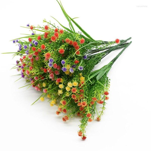 Fiori decorativi 1 mazzo di piante artificiali Vaso di fiori in plastica per la decorazione domestica Vaso di fiori ornamentale per soggiorno di nozze