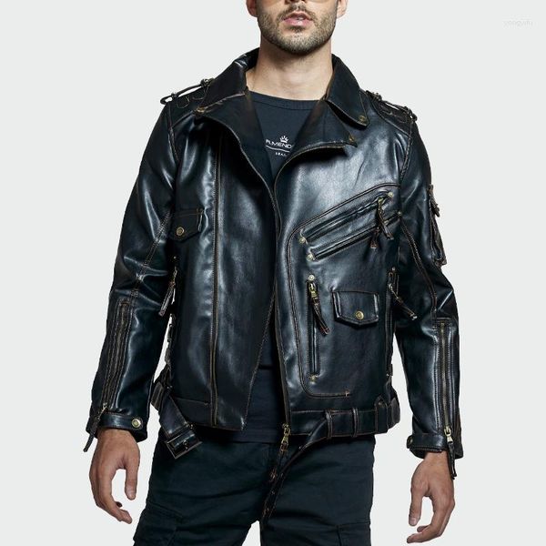 Männer Pelz Winter Herren Leder Jacke Männer Mode Motorrad Dicke PU Cool Zipper Taschen Mäntel EU Größe LK066