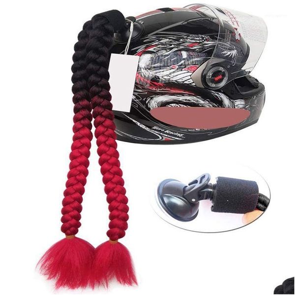 Capacetes de motocicleta capacete tranças mulher peruca para moto torção dupla trança rabo de cavalo com otário arco 7 cores1 gota entrega automobil dh6lu
