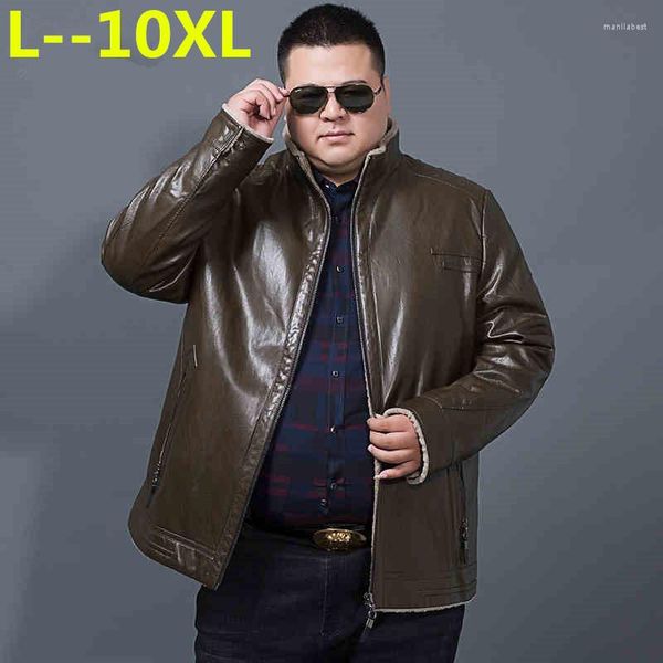 Pelliccia da uomo 8XL 6XL 5X 10XL Giacca da volo in pelle di pecora naturale genuina di alta qualità da uomo Cappotto corto in pelle invernale