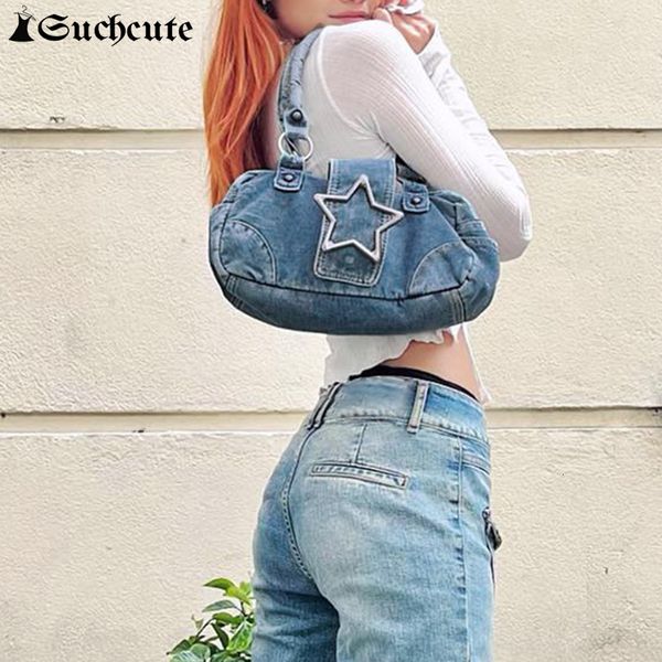 Borse da sera SUCHCUTE Star Coreano Streetwear Denim Spalla per donna Y2K Kpop Borse moda Donna Due cinturini Bolsas Designer 230926