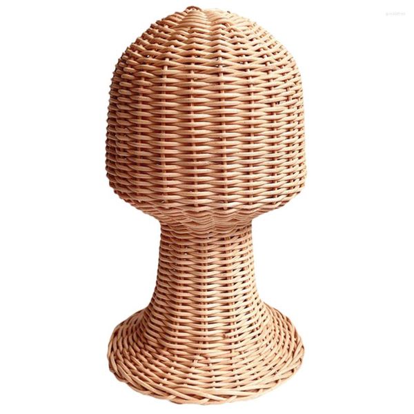 Borse portaoggetti Espositore per cappelli Supporto in rattan Porta cappelli per testa di manichino da salone Espositori per negozi Cappelli