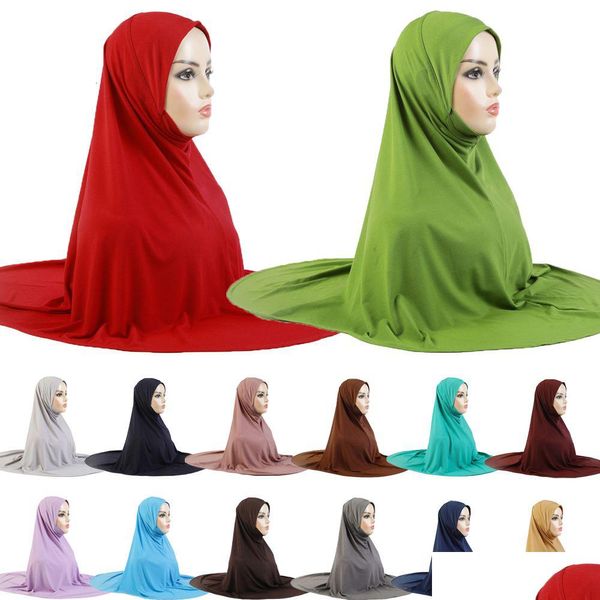 Hijab Donna Musulmano Preghiera Indumento Lungo Khimar Veli islamici In testa Jilbab Abaya Dubai Abito Turchia Arabo Hijab Niqab Burqa Robe Ei Dh51B