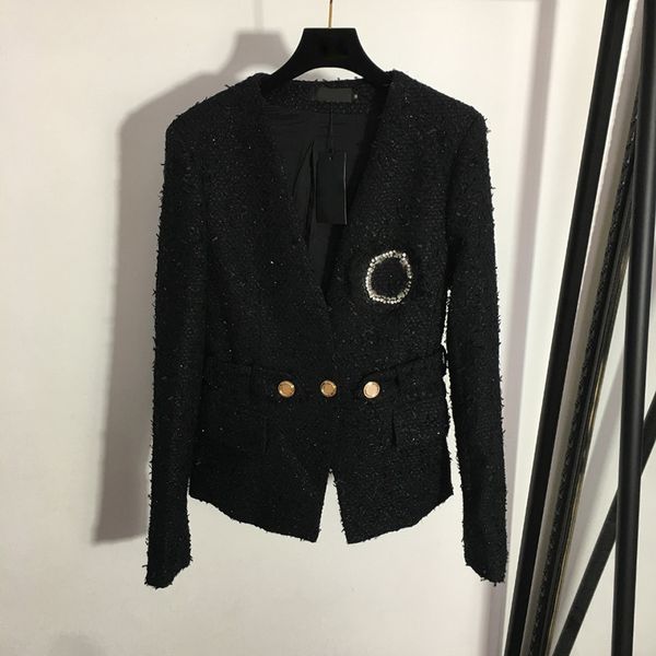 Siyah örgü ceketler altın düğme ceketleri kadın lüks haldigan ceket parti ziyafet kişiliği dış giyim