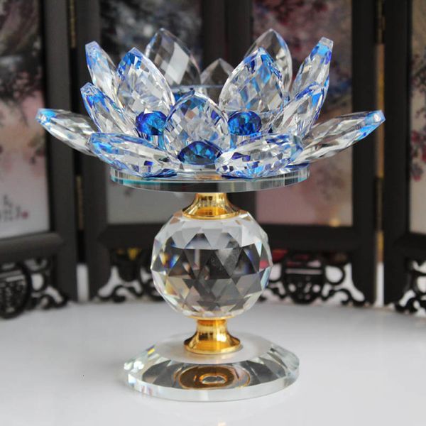 Velas de cristal flor de lótus castiçal tealight casa mesa feng shui decoração ornamentos 230926