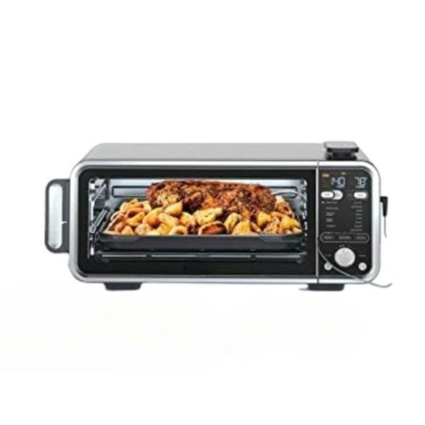 Foodi Smart Forno da banco per frittura ad aria doppia 13 in 1, disidratazione, riscaldamento, termometro intelligente, 1800 watt, Argento