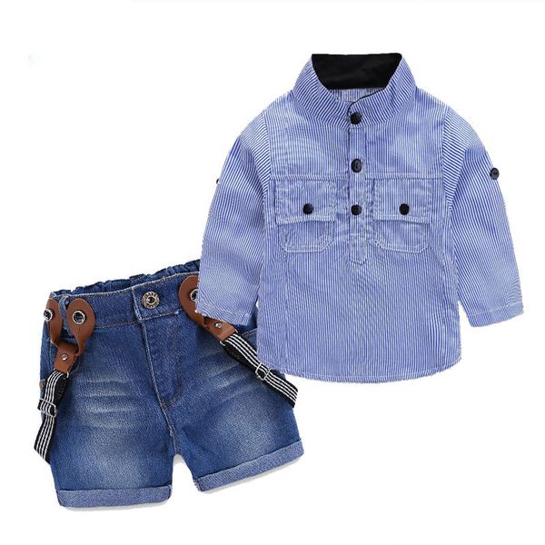 Set di abbigliamento Vendita per bambini Set per ragazzo Sling Strap Costume casual Camicia Pantaloncini Abbigliamento per bambini Vendita al dettaglio Vestito per ragazzi 16T 230926