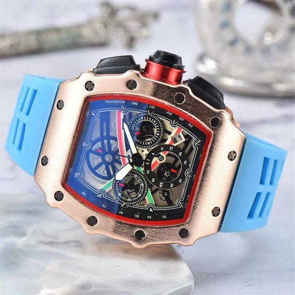 O mais recente rm6 pin data automática relógio de edição limitada relógio masculino marca superior luxo função completa relógio quartzo silicone strap265m