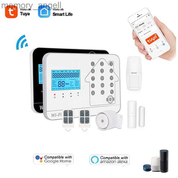 Alarmsysteme WIFI + GSM + PSTN Diebstahlalarm 433 MHz Wireless Home Einbrecher Sicherheitsalarmsystem Tuya Smart Timing Arm/Disarm Sprachsteuerung YQ230926