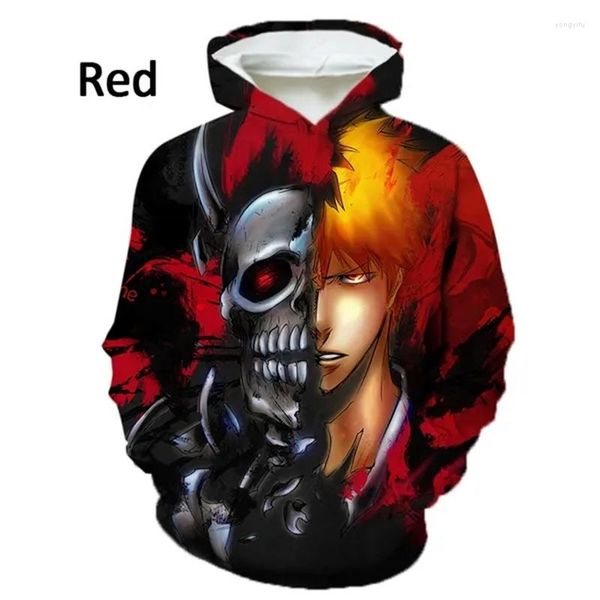 Hoodies masculinos anime branqueado impressão 3d moda feminina manga longa moletom com capuz pulôver kurosaki ichigo topos y2k