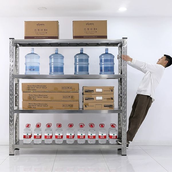 Edelstahlregale erfüllen die Platzierungsbedürfnisse verschiedener Gegenstände. Lagerregal, Supermarkt-Warenregal