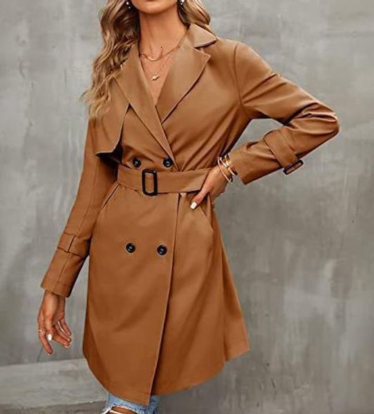 Mulheres misturas de lã trench coat outono e inverno fino manga longa duplo breasted clássico fino ajuste lapela 230925