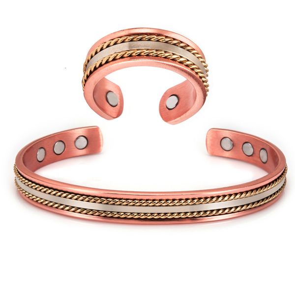 Bracciale rigido da uomo Bracciale in rame Braccialetti magnetici puri Anello per donna con potenti magneti Regalo Misura regolabile Goccia 230926