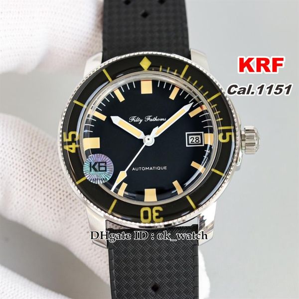 KRF Relógio Fifty Fathoms Barakuda 5008B-1130-B52A Cal 1151 Relógio Automático Masculino Mostrador Preto 40 3mm Relógios Masculinos Pulseira de Borracha320A