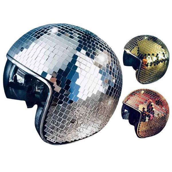 Andere Event Party Supplies Disco Ball Helm Silber Maske Cooler sicherer Motorradhelm mit Spiegelschattierung Motorradausrüstung für DJ Club Stage Bar Party 230926