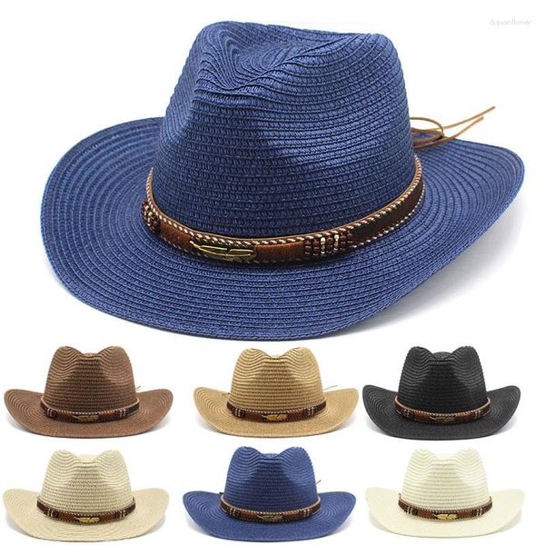 Berets Sombrero Hombre Chapéu de Cowboy para Homens Mulheres Western Sexy Cowgirl Aba Larga Verão Sombra Jazz Cap Unisex Férias Praia Sunhat