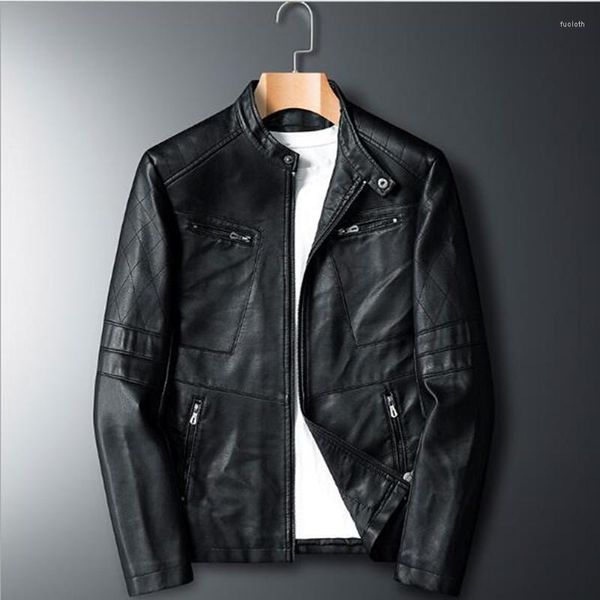 Männer Pelz Männer PU Leder Jacke Schräg Zipper Mantel Motorrad Biker Casual Jacken Mäntel Plus Größe 5XL 6XL