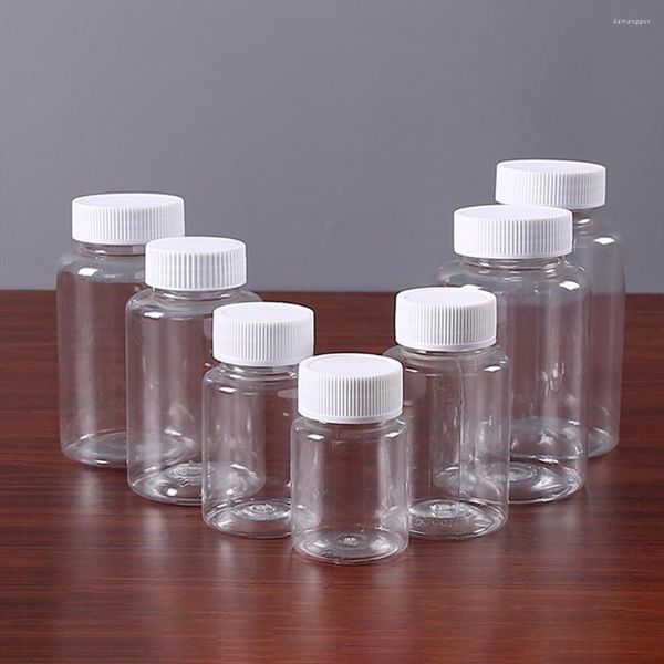 Bottiglie di stoccaggio 30ml 50ml100ml 200ml 250ml Plastica PET Trasparente Bottiglia con sigillo vuoto Contenitore per fiala in polvere solida Imballaggio del reagente