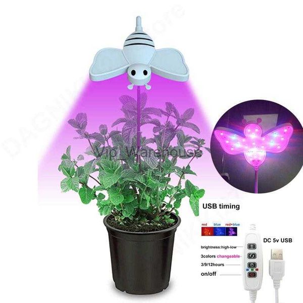 Grow Lights 24 LED-Pflanzenwachstumslicht DC 5V USB Timing Phytolamp Schreibtischhalter für LED-Aquarienpflanzen Timer Vollspektrumlampe Innen V27 YQ230926