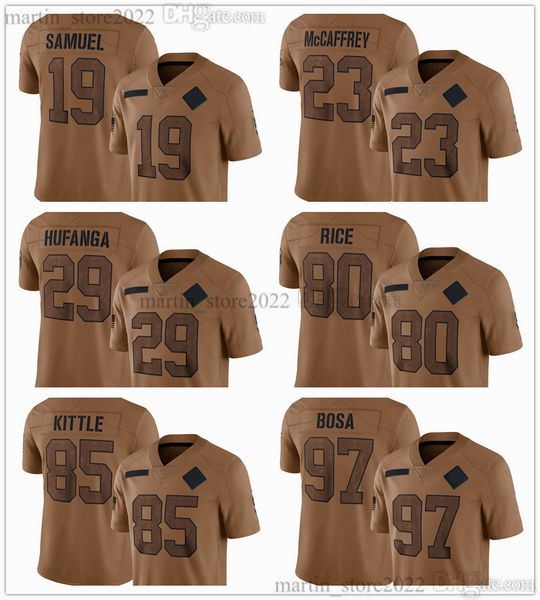 2023 Salute To Service Limited Maglie 19 Deebo Samuel 23 Christian McCaffrey 29 Talanoa Hufanga 85 George Kittle 97 Nick Bosa 80 Jerry Rice 13 Brock Purdy Fred Warner