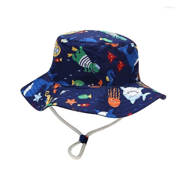 Berets 24 designs crianças desenhos animados impressos caranguejos foguetes pescador chapéu primavera verão bonito meninos meninas ao ar livre proteção solar animal