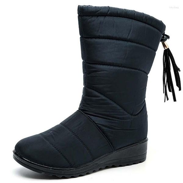 Сапоги, женская модная непромокаемая обувь для зимы, женские теплые ботинки с меховыми кисточками, Botas Mujer