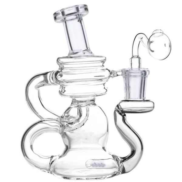 Klein Glass Bong Recycler Petrol Teçhizatı Dab Katı Baz Siren Aparatı Klein En yavaş Recylcer Bong Kuvars Banger İki Fonksiyon