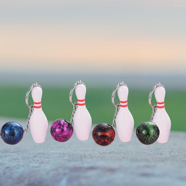 Schlüsselanhänger 4 Stück Mini Bowling Schlüsselanhänger Kreative PVC Schlüsselanhänger Dekoration Geschenk Hängende Verzierung