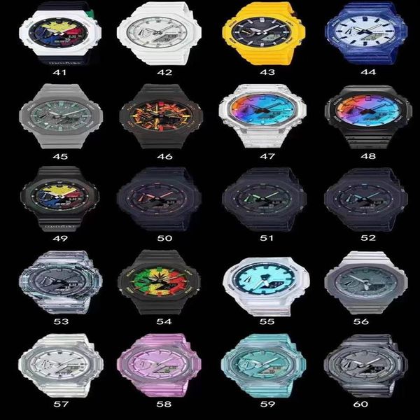 Sport-Quarz-Digitaluhr für Herren, Iced Out-Uhr, Camouflage-Eiche, großes Zifferblatt, wasserdicht, Weltzeit, LED, automatisches Handheben, L290j