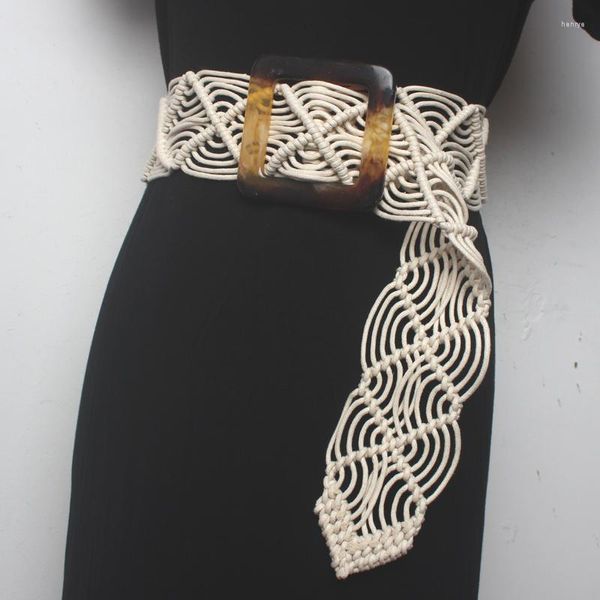 Cinture 2023 Cintura in pelle lavorata a maglia vintage della Boemia per le donne Accessorio per cinghie per abiti bondage intrecciati casual femminili larghi