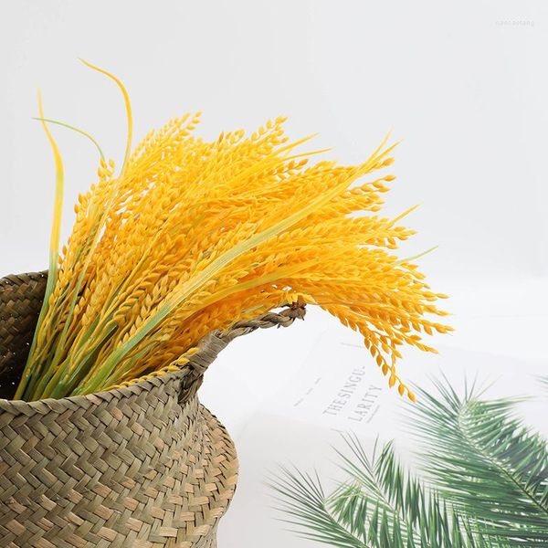 Декоративные цветы, имитирующие зеленые растения, пять вилок риса, пшеница и колос, пасторальный стиль, домашний декор, настольный набор для съемки, реквизит