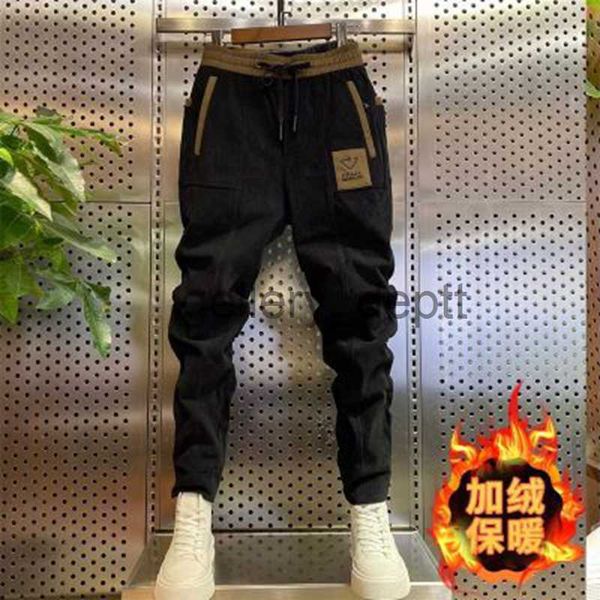 Calças masculinas homem veludo sweatpants outono inverno homens baggy joggers moda streetwear casual velo harem calças plus size moda calças j230926