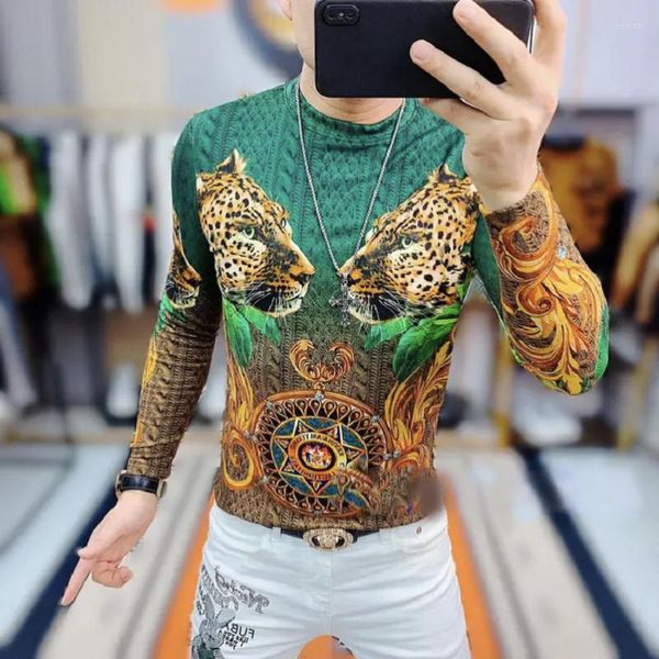 Herren Hoodies Luxus 3D Leopard Gedruckt Sweatshirts Für Männer Vintage Fleece Rundhals Pullover Langarm Casual Business M-4XL