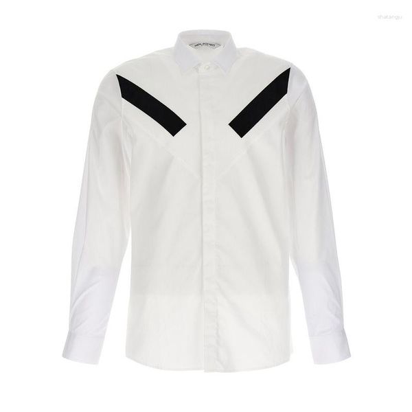 Camicie casual da uomo XS-6XL 2023 Uomo Abbigliamento donna Yamamoto Yoshi Style Camicia a maniche lunghe a contrasto in bianco e nero Taglie forti