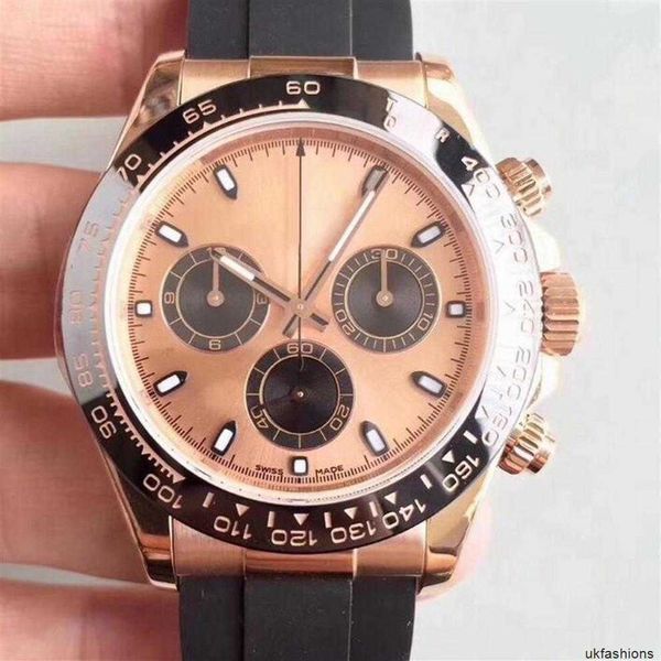 Брендовые часы Rolaxs 116518, классические мужские часы из розового золота, 39 мм, автоматический механизм, без хронографа, широкий механизм из нержавеющей стали, маленькие циферблаты, работают watc2622 HBJF
