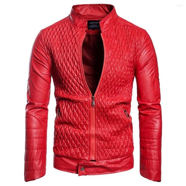 Pele masculina S-3XL tamanho outono grande sólido casaco masculino grande jaqueta de couro com zíper gola causal homem roupas