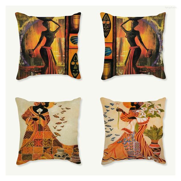 Capas decorativas de travesseiro 45x45cm estilo africano caso sofá decoração de casa impressão fronha 4 peças de conjunto lance