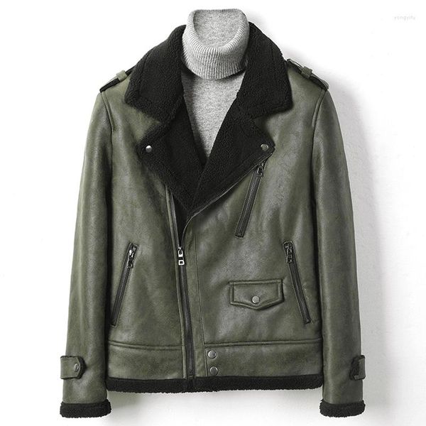 Männer Pelz Retro Mode Winter Herren Mäntel Plus Größe Motorrad Jacken Faux Übergroßen 5XL Mantel Samt Kleidung Mann