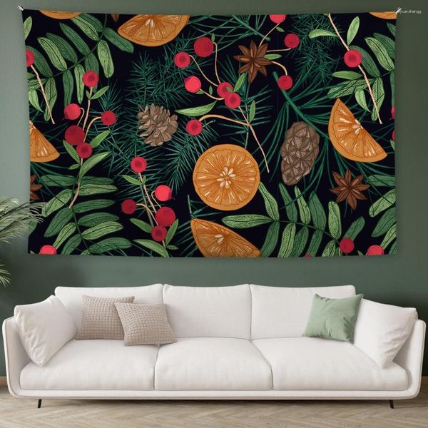 Tapeçarias Tropical Verde Planta Folha Tapeçaria Pendurada Paisagem Sen Impresso Mural Quarto Apartamentos Decoração Com Acessórios