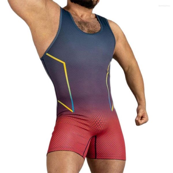 Roupa de banho feminina wrestling singlets boxe skinsuit homens sem mangas roupas de levantamento de peso correndo equipe speedsuit ginásio treinamento ginástica