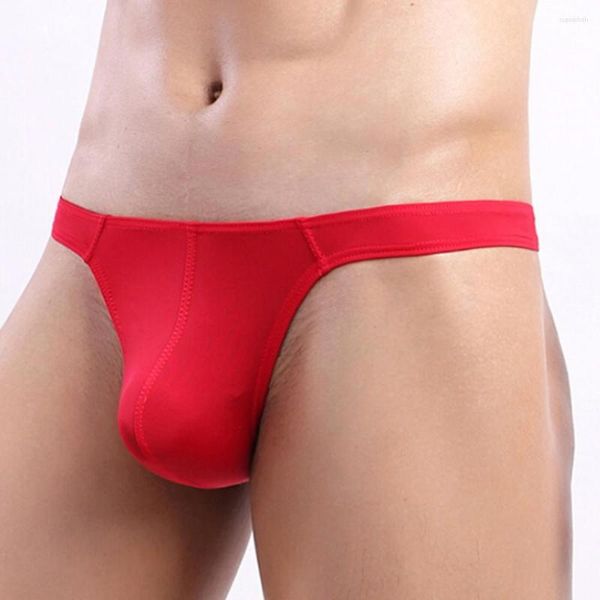 Unterhosen Männer Slips Sexy Atmungsaktive Niedrige Taille Tanga Eis Seide Höschen Schlüpfer U Konvexen Beutel Dessous Bikini Slip Homme