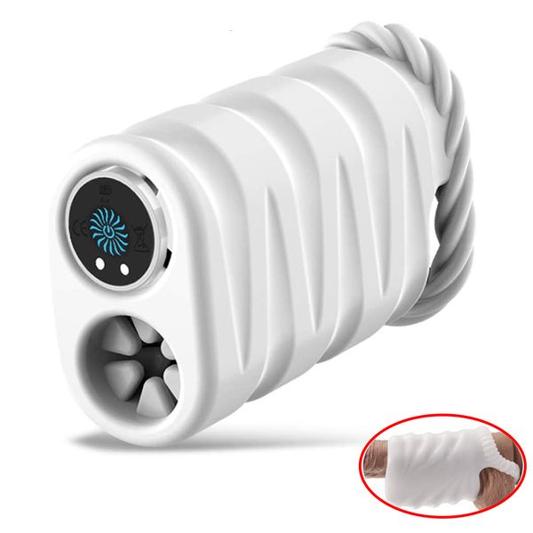 Masturbadores Soft Boquete Masturbador Vibrador 10Mode Cordless Cock Sleeve Glans Trainer Penis Massager Sex Toy para homens para prolongar a ereção 230925