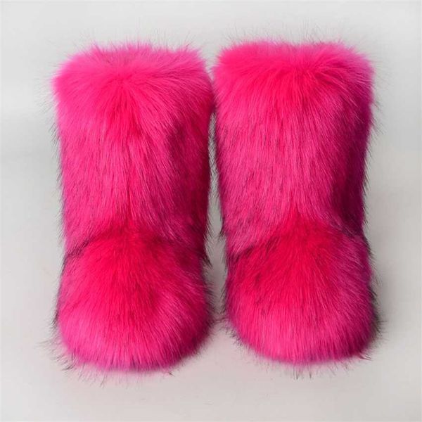 Stivali Stivali da neve Fury con pelliccia sintetica e temperamento peluche mesh rosso fondo piatto isolante medio alto 230830